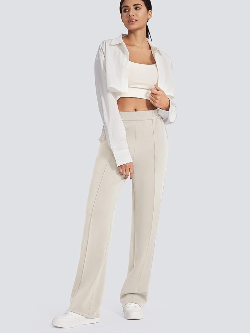 😍G4Free Smoofit Modal Women Lounge Wide Leg Yoga Pants in Ivory size 2
